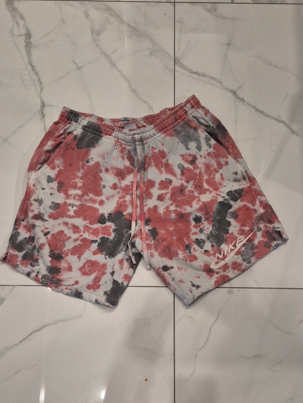 Nike purple brand P020 mid rise tie dye jacquard monogram shorts